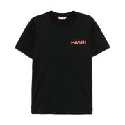 Marni Svart Logo Print Crew Neck T-shirts Black, Herr