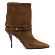 Saint Laurent Bruna läderankelboots i Cassandre-modell Brown, Dam