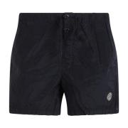 Stone Island Metallisk Nylonbadshorts Black, Herr