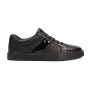 Kazar Lädersneakers med lackade insatser Black, Herr