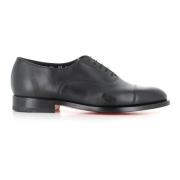 Santoni Svart Oxford Läderskor Handgjorda Goodyear Black, Herr