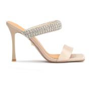 Kazar Elegant Dekorerade Beige Mules Stiletto Häl Beige, Dam