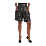 Dolce & Gabbana Elegant högmidjade brokadshorts Gray, Dam