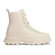 Kazar Damer off-white platta ankelboots med snörning Beige, Dam