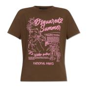 Dsquared2 T-shirt med logotyp Brown, Dam