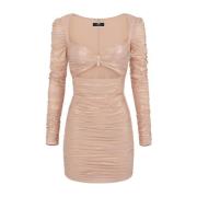 Elisabetta Franchi Draperad Laminerad Jersey Mini Klänning Pink, Dam