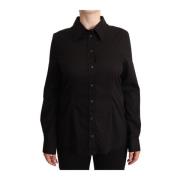 Dolce & Gabbana Elegant svart polotröja med krage Black, Dam