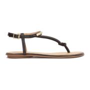 Kazar Platta flip-flop sandaler med metalldekoration Black, Dam