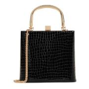 Kazar Svart präglad läderclutch Black, Dam