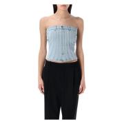 Mugler Blått Denim Korsett Topwear Blue, Dam