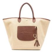 Longchamp Hopfällbar Korgväska i Brun Beige, Dam