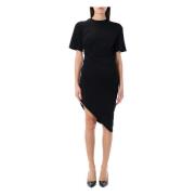 Mugler Svart Draperad Genomborrad Dagsklänning Black, Dam