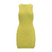 Elisabetta Franchi Kortärmad Stickad Klänning Yellow, Dam