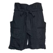 Isabel Marant Svarta Knytshorts med Kräppad Effekt Black, Dam