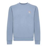 Maison Kitsuné Blå Sweatshirt med Rävbroderi Blue, Herr