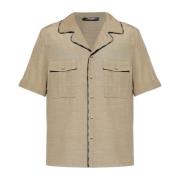 Balmain Kortärmad Skjorta Beige, Herr