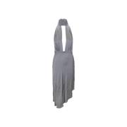 Elisabetta Franchi Guld Hardware Asymmetrisk Dragkedja Klänning Gray, ...