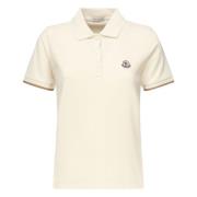 Moncler Vit Polotröja med Randiga ärmslut White, Dam