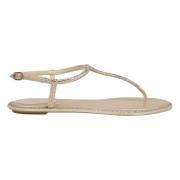 René Caovilla Beige Diana Sandal med kristallutsmyckningar Beige, Dam