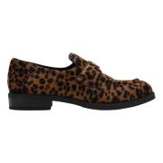 Prada Leopardmönstrade Tygloafers Brown, Dam