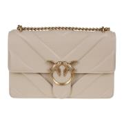 PINKO Quiltad Chevron Crossbody Väska Nude Beige, Dam