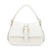 Furla Flow Mini Vit Läderhandväska White, Dam