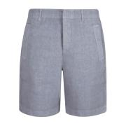 Eleventy Blå Linne Bermuda Shorts Blue, Herr