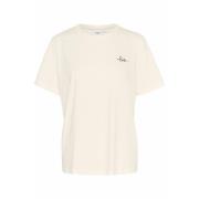 Saint Tropez Broderad Tee Top Ice Beige, Dam