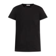 Moncler Bomullst-shirt med rund hals Black, Dam