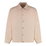 Jil Sander Bomullsjacka med kontrasterande logotyp Beige, Herr