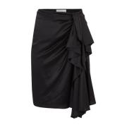 Nina Ricci Svart Sidens Asymmetrisk Båge Kjol Black, Dam