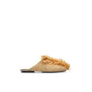 Jil Sander Raffia Slides Beige, Dam