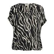 Kaffe Zebra Print Top & T-Shirt Black, Dam