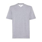 Brunello Cucinelli Grå V-ringade T-shirts och Polos Gray, Herr