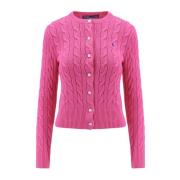 Polo Ralph Lauren Broderad Logotyp Bomullscardigan med Knappar Pink, D...