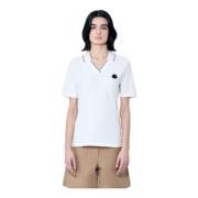 Moncler Logo Patch Polo Shirt White, Dam