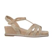 ALMA EN PENA Skinande kil sandal med strassband Beige, Dam