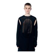 Rick Owens Panel Cotton T-Shirt Crewneck Långärmad Black, Herr