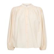 Co'Couture Elegant Skjortblus med Kinakrage Beige, Dam