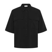 Kaffe Svart Djup Skjortblus Snygg Black, Dam