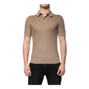 Dolce & Gabbana Silke Polo T-shirt Brun Korta ärmar Brown, Herr