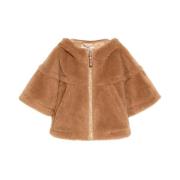 Max Mara Lyxig Teddytyg Kimono Kappa Beige, Dam