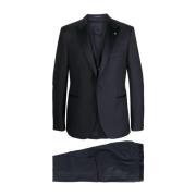 Tagliatore Stilig Suit Med Gilet Black, Herr