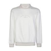 Eleventy Giza Cotton Crewneck Sweatshirt White, Herr