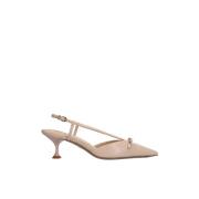 Lola Cruz Läder Slingback Skor med Bågdetalj Beige, Dam