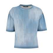 Ermanno Scervino Vintage Denim Wash T-shirt Blue, Dam