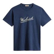 Woolrich Blå Crew Neck Tryckt Logga T-shirts Blue, Herr