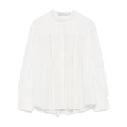 Alice + Olivia Vit Button-Up Band Krage Skjorta White, Dam