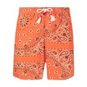 MC2 Saint Barth Hav Kläder Orange Bandana Print Shorts Orange, Herr