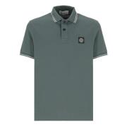 Stone Island Grön Polo Tröja med Logotyp Patch Green, Herr